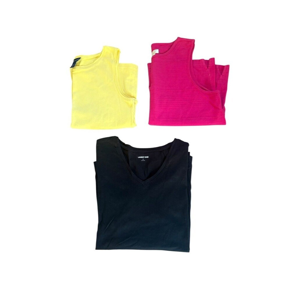 Summer Cotton Tops Tanks Tees Bundle Womens Size Large Black Yellow Pink